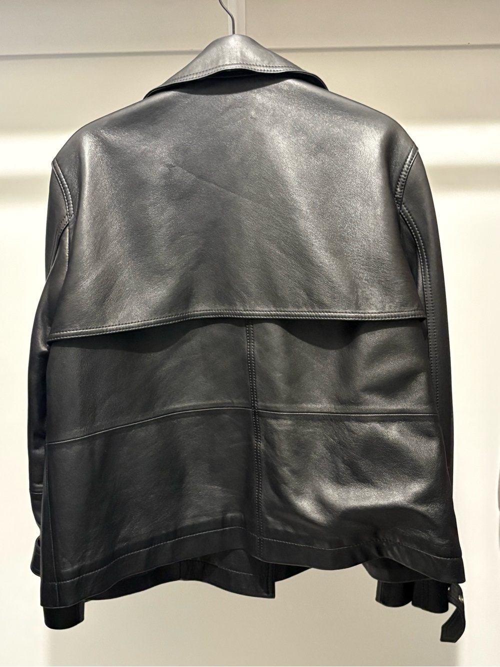 Coach Black Leather Double-Breasted Trench Jacket - Picture 4 of 5